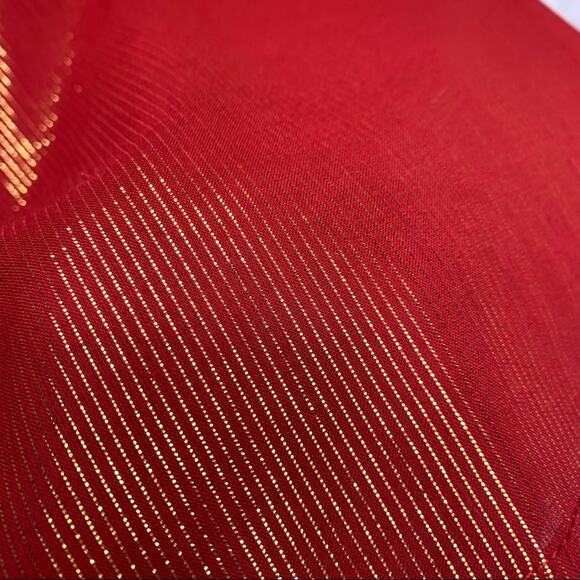 NEW Nautica Blouse, Flare Bell Sleeve, Red/Metallic Gold Stripes - Picture 4 of 10